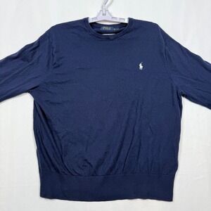 Polo Ralph Lauren Mens XL Blue Cashmere Blend Long Sleeve Crew Neck Sweater